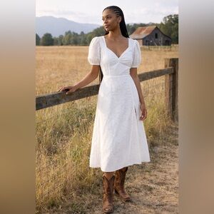 MINKPINK Idalia Cotton Eyelet Embroidered Midi Dress